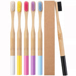 Adult Bamboo Cylinder Handle Toothbrush Oral Care Soft Bristle
